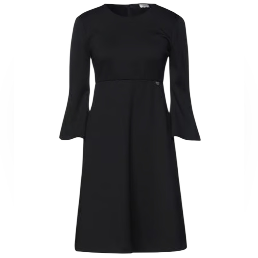 Liu Jo Dress Women's Black Flared Sleeves Midi Classic Chic Size 42 (M) Nwt